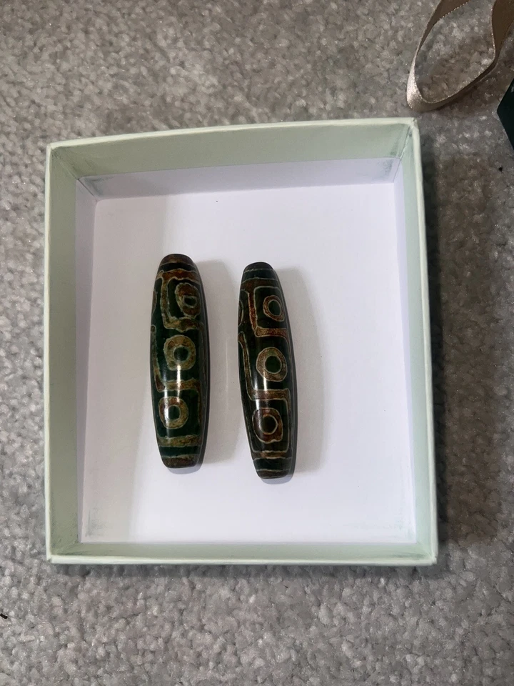 Tibetan Agate Barrel Drum Cylinder Tube 55 Mm Beads - Image 4 of 4