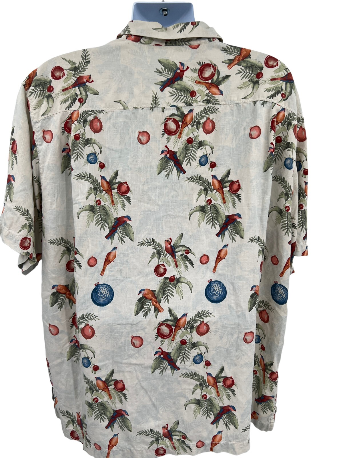 Tommy Bahama Christmas Ornaments Birds Tropical Silk Hawaiian Shirt Mens Sz 2XL eBay