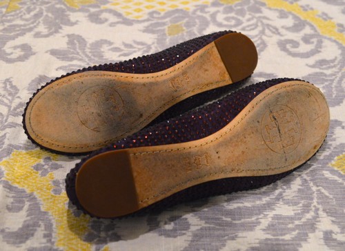 LN! Tory Burch purple beaded Crystal Chelsea Ballet Flats Women's 9.5M - Picture 4 of 6