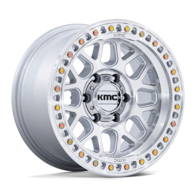 KMC KM549 GRS 17X9 6X139.7 -12mm Gloss Silver W/ Machined Face Wheel