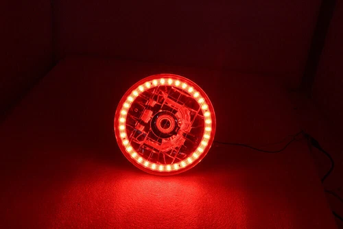 Faro de corte de diamante con halo LED rojo redondo de 5,75" 5-3/4" - Imagen 2 de 5