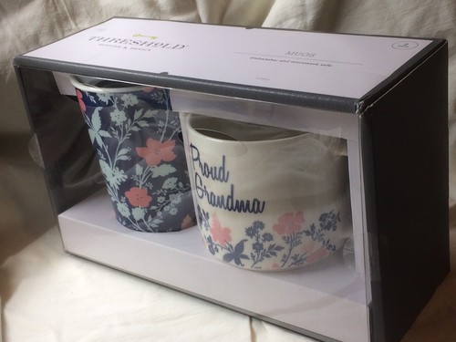 **2pc Porcelain "Proud Grandma" Traveler Set - Threshold ~ Gift Boxed **