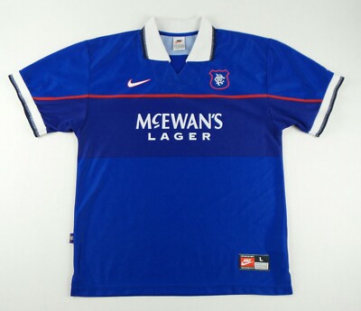 レンジャース　1999　ユニフォーム　M　NIKE　ナイキ　ブルー　ビンテージ Vintage Nike 1997-1999 Glasgow Rangers F.C Soccer Jersey