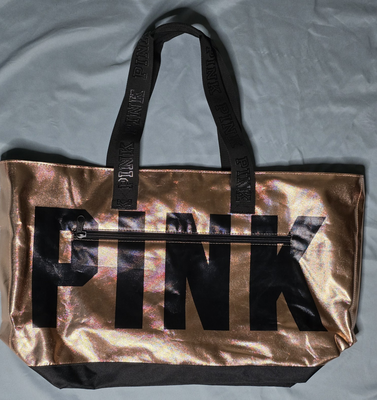 Victoria's Secret PINK LOGO Rose Gold LMTD EDITION 2017 TOTE BAG Zipper Purse