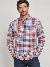 Barbour Bibury Men's Tailored Fit Gingham Check Shirt Red Blue Cotton Small S