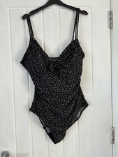 Tu Black White Polka Dot Swimsuit with tie detail, UK 16