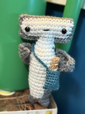 Handmade Crochet Hammerhead Shark Stuffed Doll With Bag And Baguette