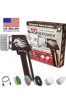 HORSEPOWER  RUBY Waterproof Cordless 360° Power Scrubber W/ 5 Heads! - NEW!