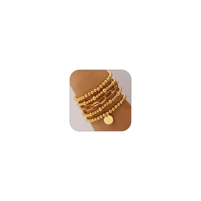 Gold Beaded Bracelets for Women, Initial M Letter Bracelet Stack Bracelet Plated
