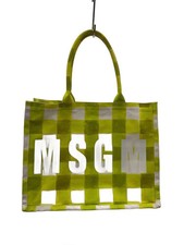 MSGM Borsa Tote, Cotone, Giallo Check, 3242MDZ75