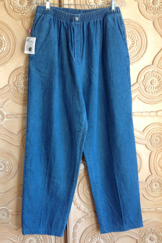 WOMAN WITHIN 18W Jeans Pants Denim Pull On Elastic Waist VINTAGE NEW  all Cotton