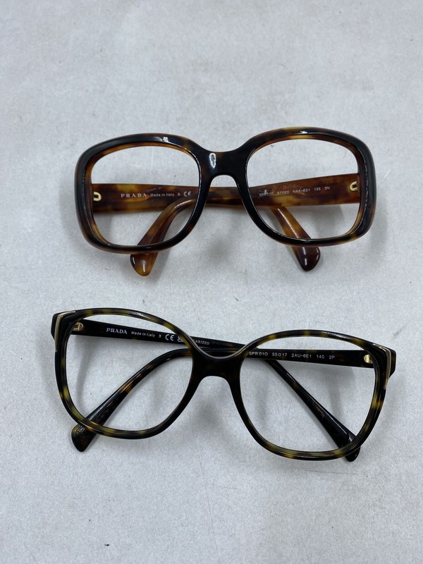 Prada Brown Tortoise Pattern Rectangle Eyeglasses