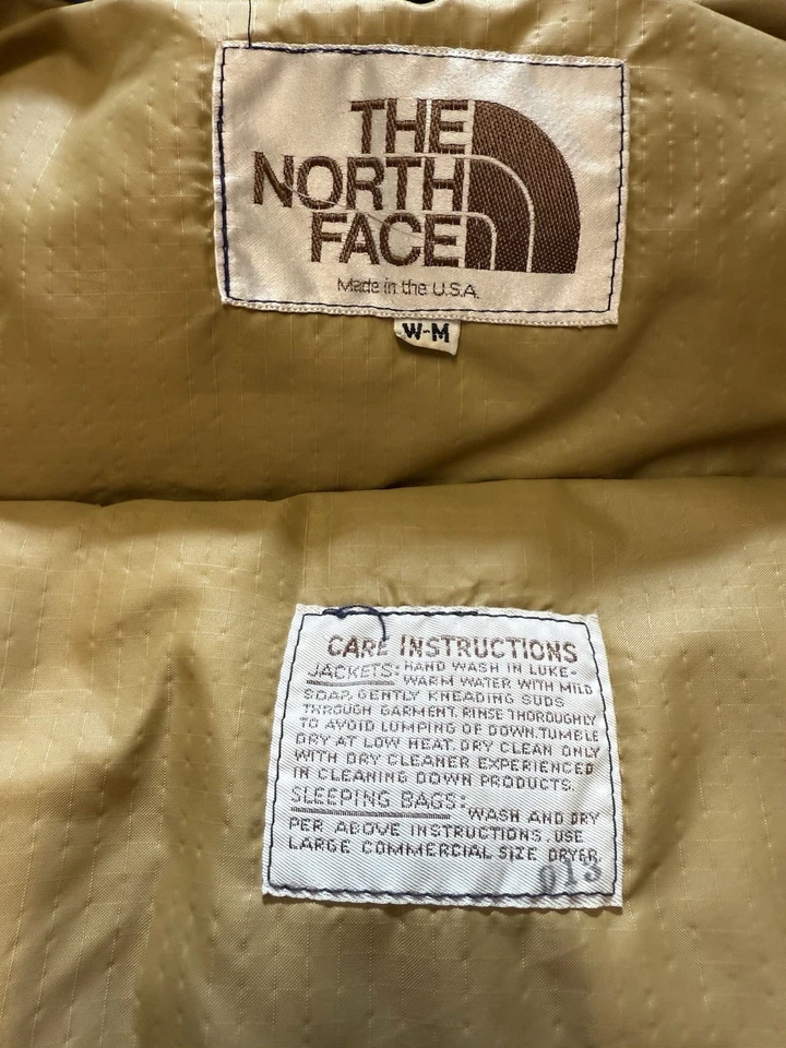 老式NORTH FACE棕色标签羽绒背心蓝色女式中号罕见美国 — 第 4/4 张图片
