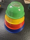 Vintage Set Of 4 Pyrex Primary Colors Nesting Mixing Bowls Clear Bottoms