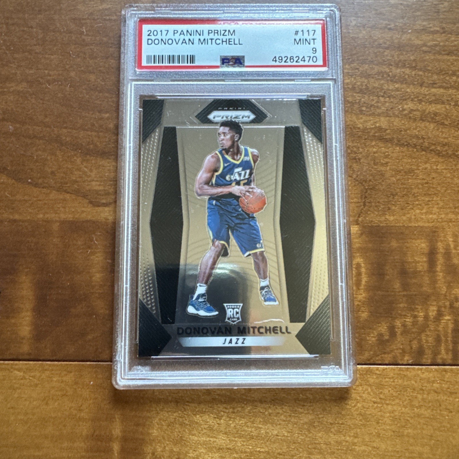 2017-18 Panini Prizm #117 Donovan Mitchell ROOKIE (RC) Cleveland Cavs, PSA 9