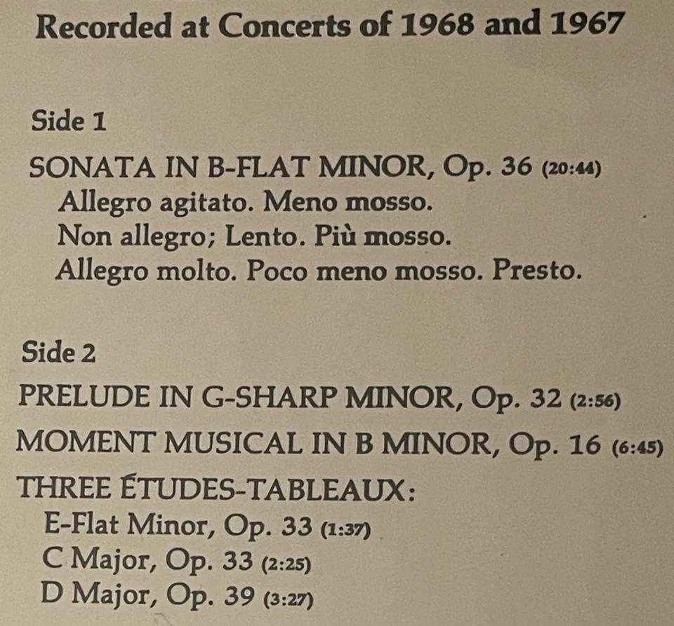 sealed HOROWITZ Plays Rachmaninoff  Sonata B-Flat Minor 1971 Columbia M-30464 - Image 3 of 3