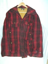 Vtg Woolrich Men's Red & Black Buffalo Plaid Hunting Jacket Sz 44