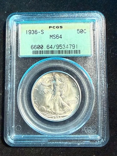 1936 S WALKING LIBERTY HALF DOLLAR PCGS MS 64