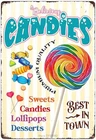 Candies Tin Metal Signs Home Décor Vintage Wall, Sweets Candies Lollipops Desser