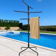 Pool Towel Rack Outdoor Heavy Duty Freestanding Towel Holder Stand W/ 6 Bars