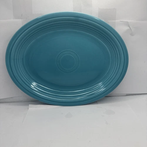 Fiesta Ware Genuine Fiesta Turquoise Oval Platter 12-1/2" Vintage c1937-69