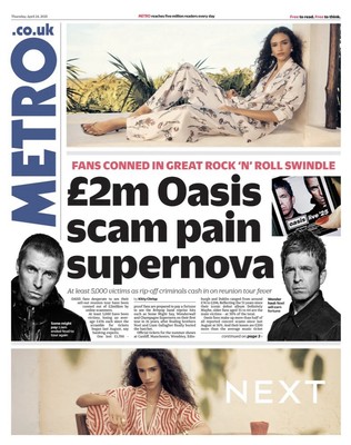 Oase Reunion Tour Betrug Raducanu Papst Franziskus Verräter Metro Zeitung 24. April