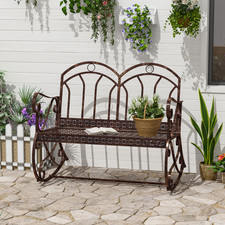 Bronze Metal 2 Seater Rocking Bench Outdoor Garden Loveseat Patio Furniture
