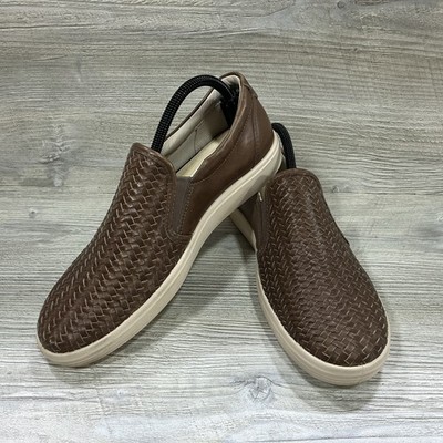 ECCO Soft 7 Woven Leather Slip On Sneakers Brown Womens 9-9.5 EU 40 Minimalist