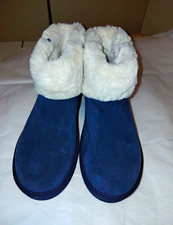 Koolaburra by UGG Blue Suede Faux Fur Lined Bootie Slippers Women  s 8 11341
