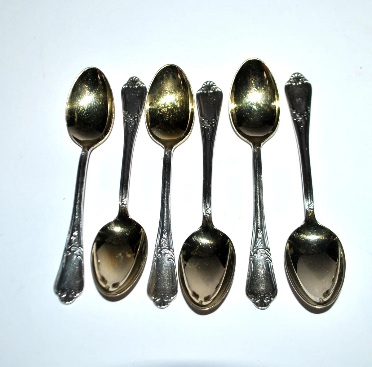 DEETJEN Lot 6 cuillères à café moka métal argenté Louis XV Rocaille n°25