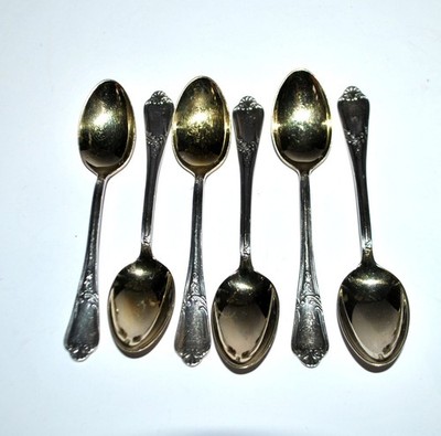 DEETJEN Set 6 Kaffeelöffel Mokka Metall versilbert Louis XV Rocaille Nr. 25