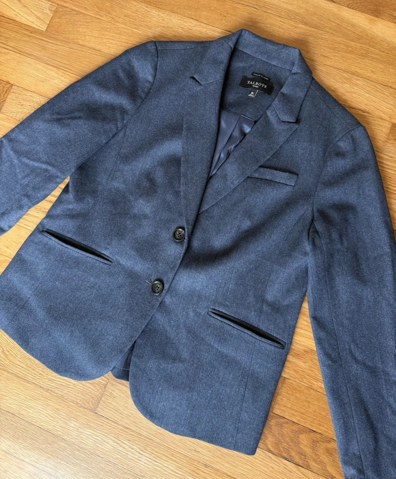Talbots Lux Italian Wool Flannel Blazer Jacket Navy Blue Women's Size 8 Petites - Image 4 of 4