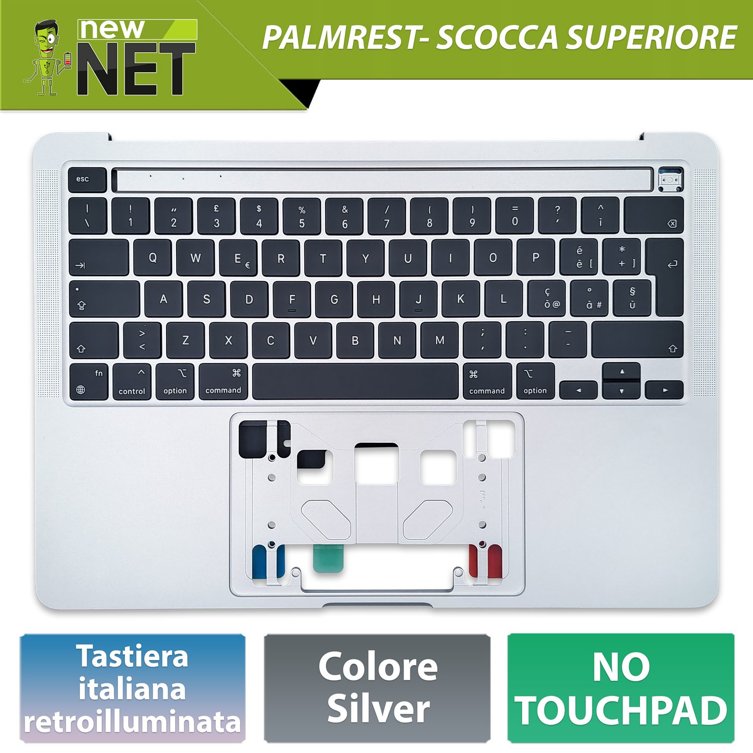 Palmrest con tastiera IT per MacBook Pro M2 13 A2338 2020-2023 EMC 8162 Silver