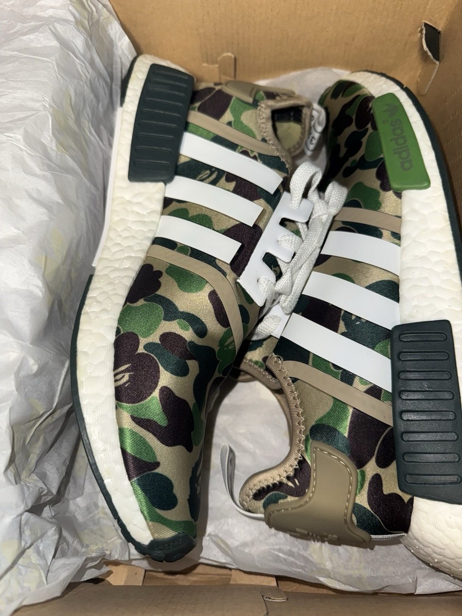 Size A Bathing Ape x Adidas NMD_R1 Olive Camo for sale