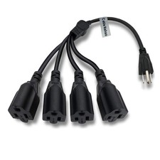 3 Prong 1 to 4 Outlet Power Cord Splitter Cord,Indoor Outdoor Cable Strip Out...