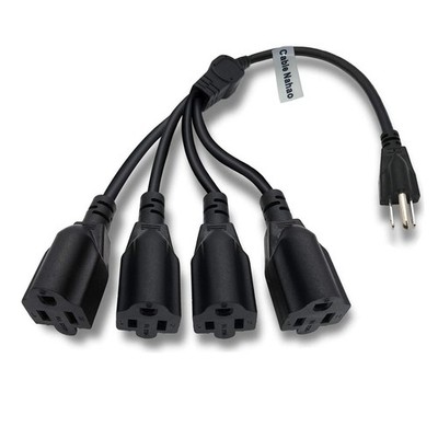 3 Prong 1 to 4 Outlet Power Cord Splitter Cord,Indoor Outdoor Cable Strip Out...