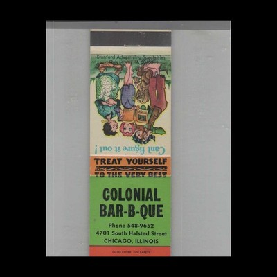 Matchbook Cover Colonial Bar-B-Que Chicago, IL