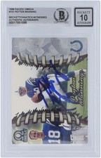 Peyton Manning Colts Signed 1998 Pacific Omega #101 Beckett 10 Rookie Card. rookie card picture