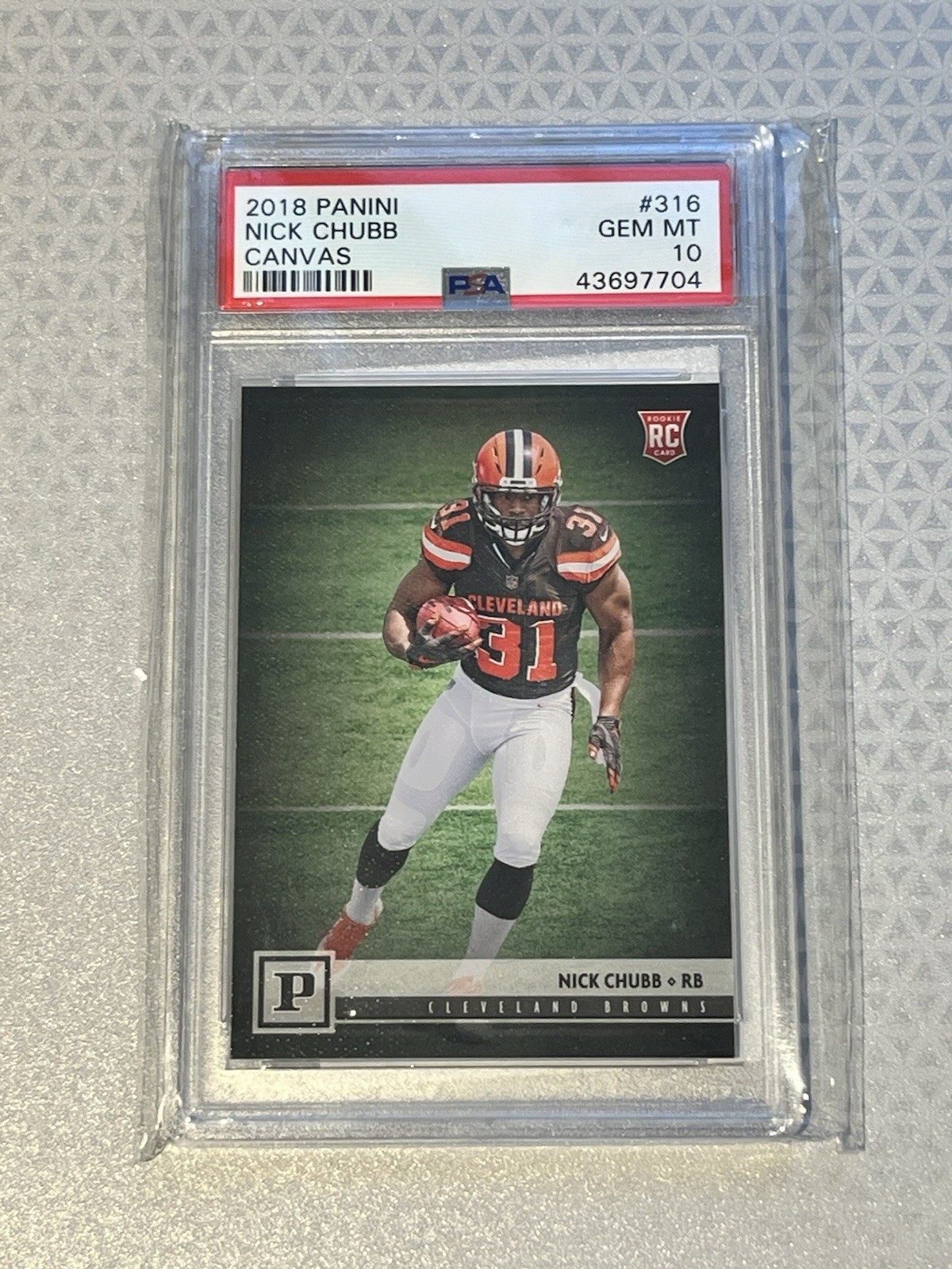 2018 Panini Nick Chubb Canvas #316 Rookie PSA 10 GEM MT