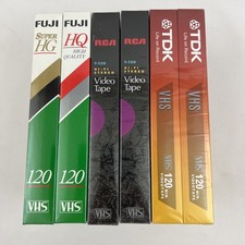 Lot Of 6 New Sealed VHS Blank Tapes T-120 Standard Grade Fuji RCA TDK