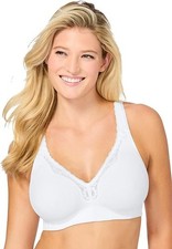 NWT White Catherines Back Hook Wireless Cotton Comfort Bra Size 44D