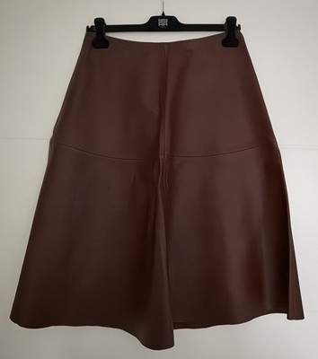 JOSEPH London  Nadege  chestnut lambskin leather a-line skirt FR 40