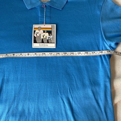 2 Vtg Bon Jour & American Eagle Mens Blue Polo Retro Polo Shirts Sz L (JT-279) - Picture 11 of 12