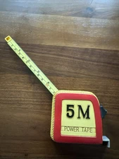 Vintage 5M Power Tape Measure Plastic Wall Plaque Decor Kitschy Art Advertising