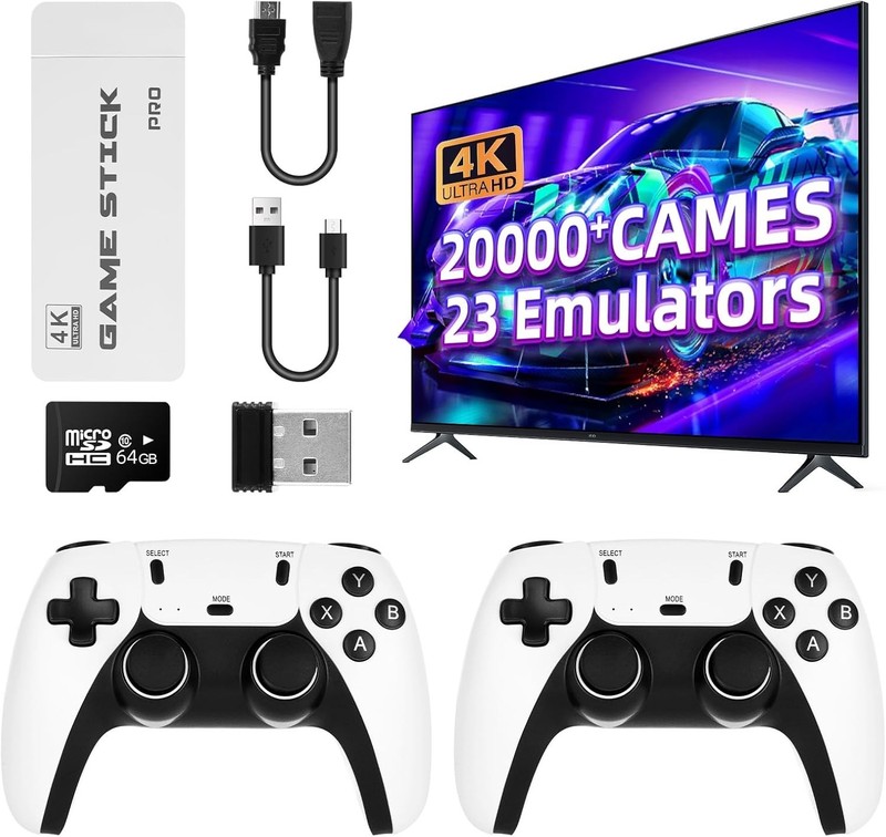 Retro Gaming Console Video Game Console 2 Game Controllers, 64GB Built-in Memory