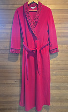Vintage Evelyn Pearson Velour Robe Large Housecoat Magenta Embroidered USA