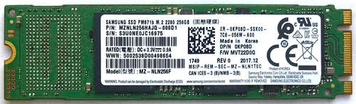Samsung 256GB PM871b M.2 2280 PCIe SATA SSD MZNLN256HAJQ-000D1 DP/N: 0KP08D