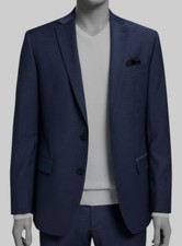 Bar III Men's Blue Slim-Fit Wool-Blend Solid Suit Jacket Size 42S