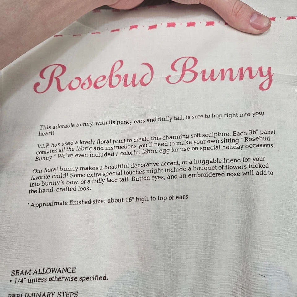 Rosebud Bunny Cranston VIP Floral Fabric Panel Sewing Craft Project Blue Pink - Image 2 of 4