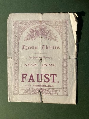 Antik 1886 Henry Irving Faust Theater Programm Lyzeum Theater Ellen Terry